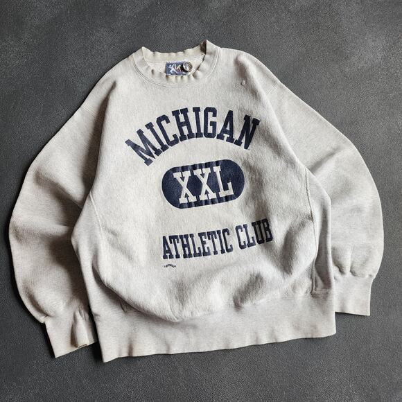 Vintage Michigan Athletic Club Lee Grey Sweatshirt XL - Picture 2 of 7